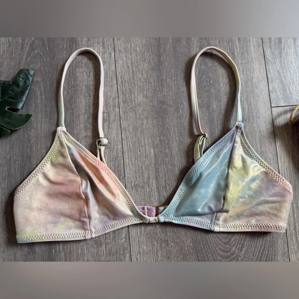 Bond Eye Australia Paris Bikini Tri Top S & Bottom M in Cosmic Rainbow Metallic.